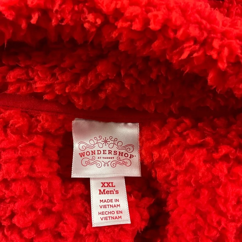 Wondershop Men’s Faux Shearling Half Zip Pullover Red Winter Wardrobe - Picture 11 of 11